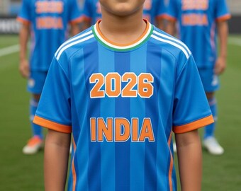 India 2026 voetbalshirt – Shirt met aangepaste naam voor heren en dames, gepersonaliseerd sportief cadeau voor hem