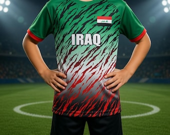 Iraaks voetbalshirt – T-shirt met gepersonaliseerde naam voor mannen en vrouwen, sportshirt, cadeau voor hem