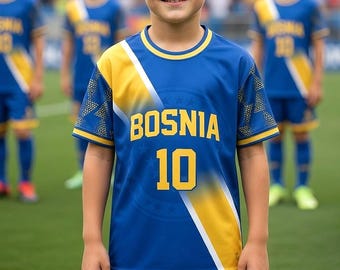 Gepersonaliseerd voetbalshirt van Bosnië en Herzegovina, voetbalshirt met eigen naam en nummer voor mannen en vrouwen, cadeau voor fans van het WK 2026