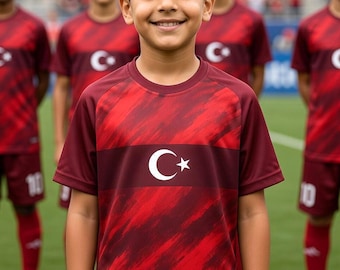 Op maat gemaakt Turks kindervoetbalshirt, jeugduniform met naam en nummer, fanartikelen voor het WK 2026