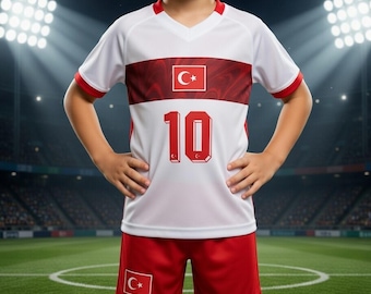 Turks voetbalshirt voor fans, shirt met gepersonaliseerde naam en nummer, voetbalcadeau voor mannen en vrouwen 2026
