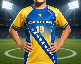 Gepersonaliseerd voetbalshirt van Bosnië en Herzegovina, voetbalshirt met eigen naam en nummer voor mannen en vrouwen, cadeau voor fans van het WK 2026