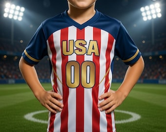 Op maat gemaakt Amerikaans voetbalshirt – Shirt met naam, nummer en Amerikaanse vlag, fanartikelen voor mannen en vrouwen 2026
