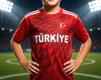 Gepersonaliseerd Turks voetbalshirt voor kinderen 2026, cadeau-idee voor een Turks team, fanbeker voor mannen en vrouwen
