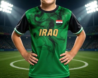 Iraaks voetbalshirt – Shirt met naam, nummer en vlag, gepersonaliseerd sportcadeau voor fans