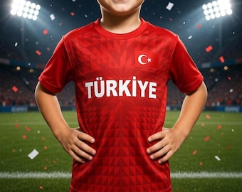 Gepersonaliseerd voetbalshirt van het Turkse team – Naam Heren Dames WK 2026, sportief cadeau voor jongens en meisjes