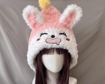 ピンクと白の垂れ耳うさぎ帽子 - ぬいぐるみハンドメイド - Etsy 日本