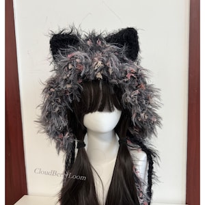 Funny Fox Hats With Cat Ears, Hand-Crocheted Beanies, Warm Winter Hats，Unique Christmas Gift.A0103