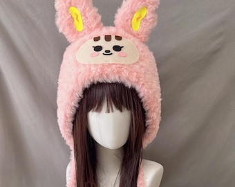 Handmade Pink Rabbit Hat - Plush Long Ears - Etsy Canada display picture 2