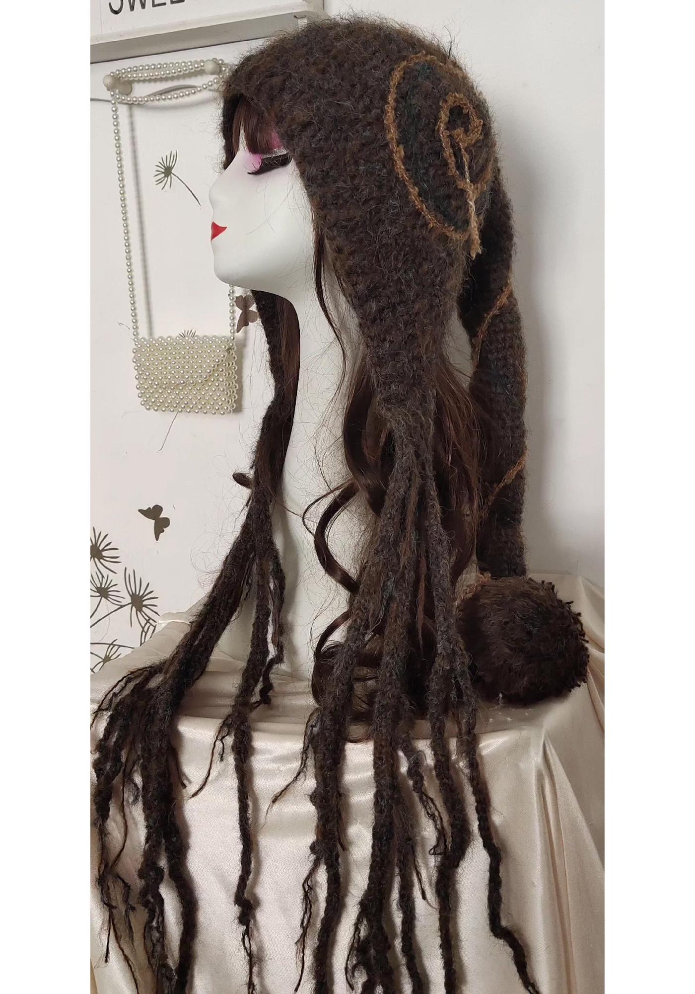 Handmade Crochet Long Tail Witch Hat: Heavy Yarn Wizard 