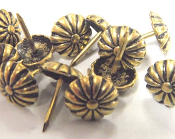 Rosette Floral Head Decorative Tack Nail Stud 100pcs Upholstery Antique Gold