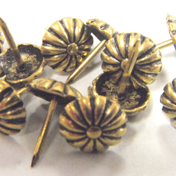 Rosette Floral Head Decorative Tack Nail Stud 100pcs Upholstery Antique Gold