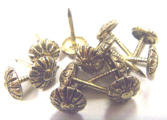 1,000 pcs Brass Plated Tapered Cone Head Decorative Tack Nail Upholstery Stud