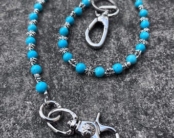 Handmade Turquoise Pants Chain for Men, Retro Metal Waist Chain, Vintage American Style Belt Chain, Punk Grunge Streetwear Jewelry Accessory