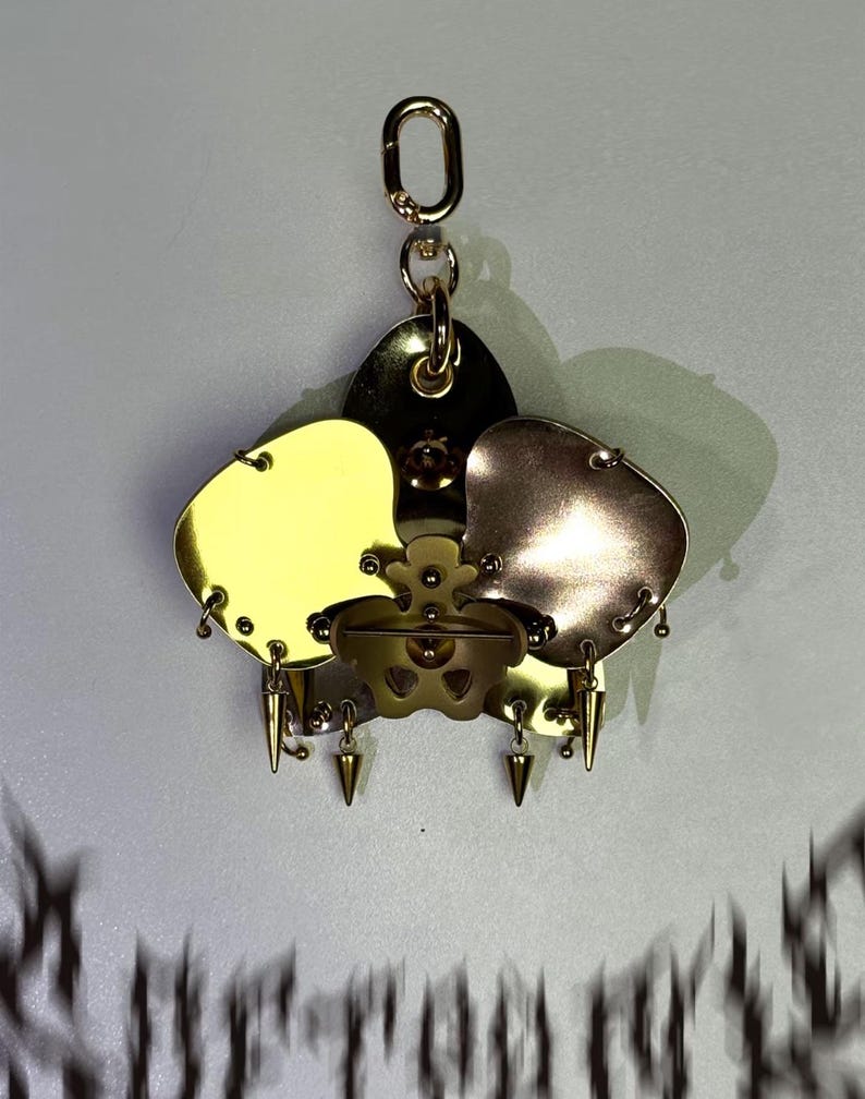 Punk Silver Metal Butterfly Keychain,Handmade Butterfly Bag Accessory,90s Grunge Keychain,Gothic Silver Butterfly Jewelry,Christmas Gift Gold
