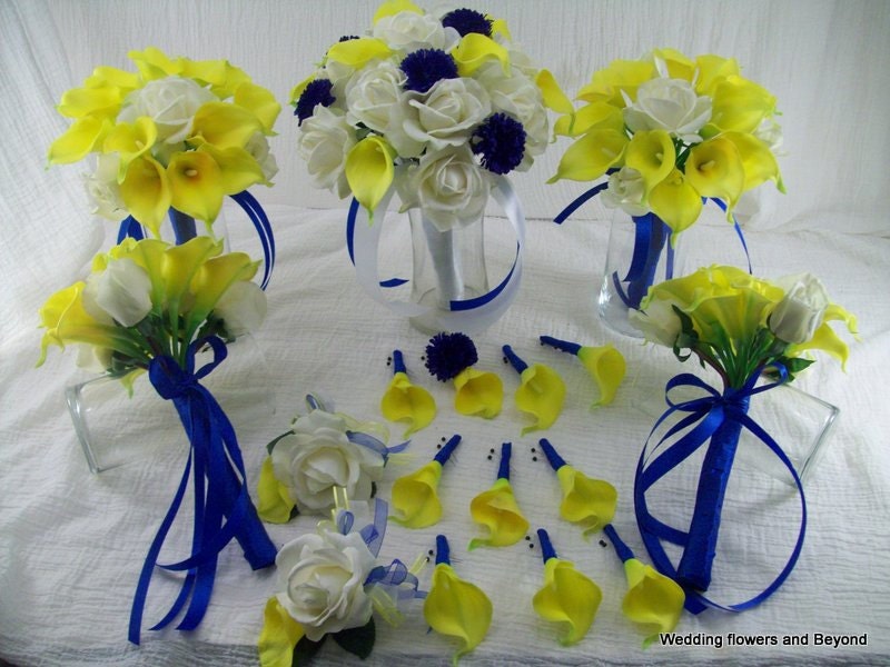 Cake Topper Yellow Wedding Flowers Package Bride Bridesmaid Bouquet Buttonhole 