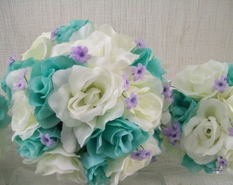 Mint Green Bridal Bouquet, Wedding Bouquet, Bridal Bouquet, Flower Bouquet, Wedding Flowers, Silk Bouquet, Mint, Ivory, Van Caron Collection