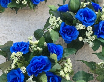 Royal Blue and Silver Centerpieces Floral Table Decor Set of 16 Wedding Reception Centerpiece Anniversary Party Bridal Shower Baby Shower