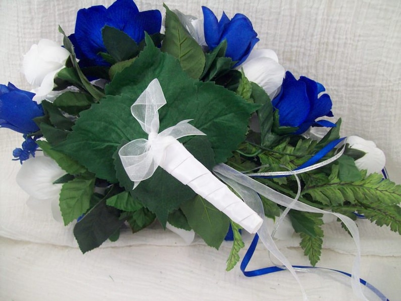 Royal Blue Wedding Bouquet Blue Bridal Bouquet Cascade Etsy