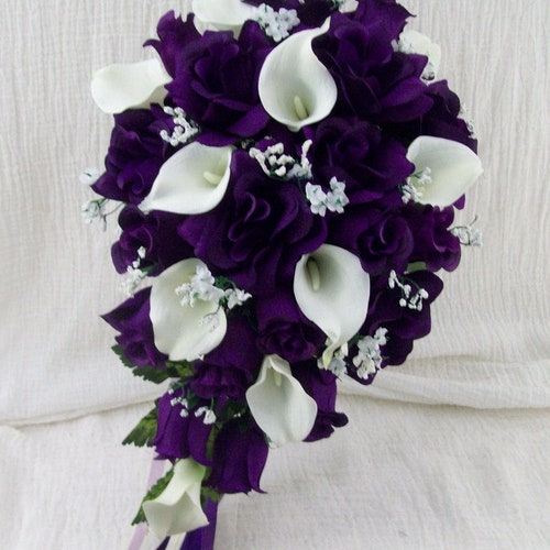 Cascade Bouquet Lavender Wedding Flowers Purple Bridal - Etsy