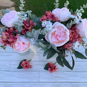 Pink Bridal Bouquet Dusty Rose Wedding Bouquet Peony Boho Bridal Bouquet Pink Bridesmaid  Bouquet Wedding Decor Customize Fake Faux Floral