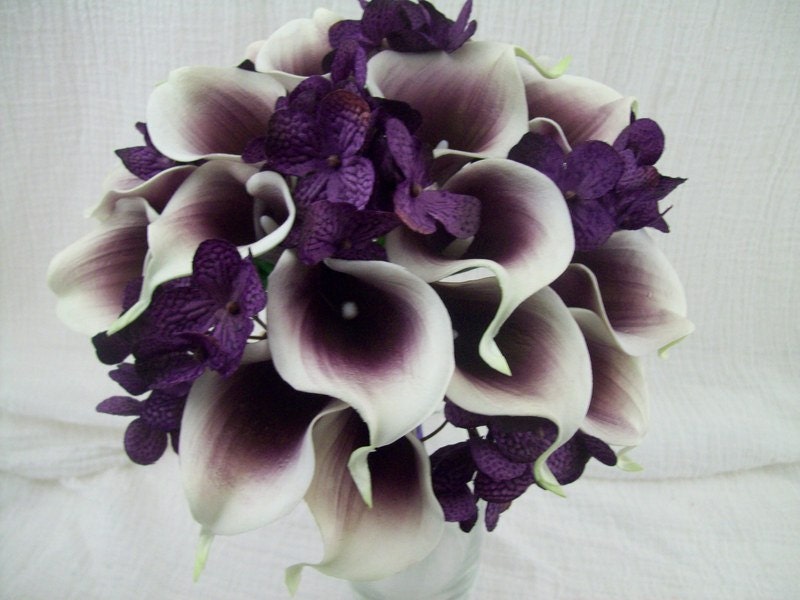 Purple Bridal Bouquet Plum Bouquet Picasso Calla Lily | Etsy