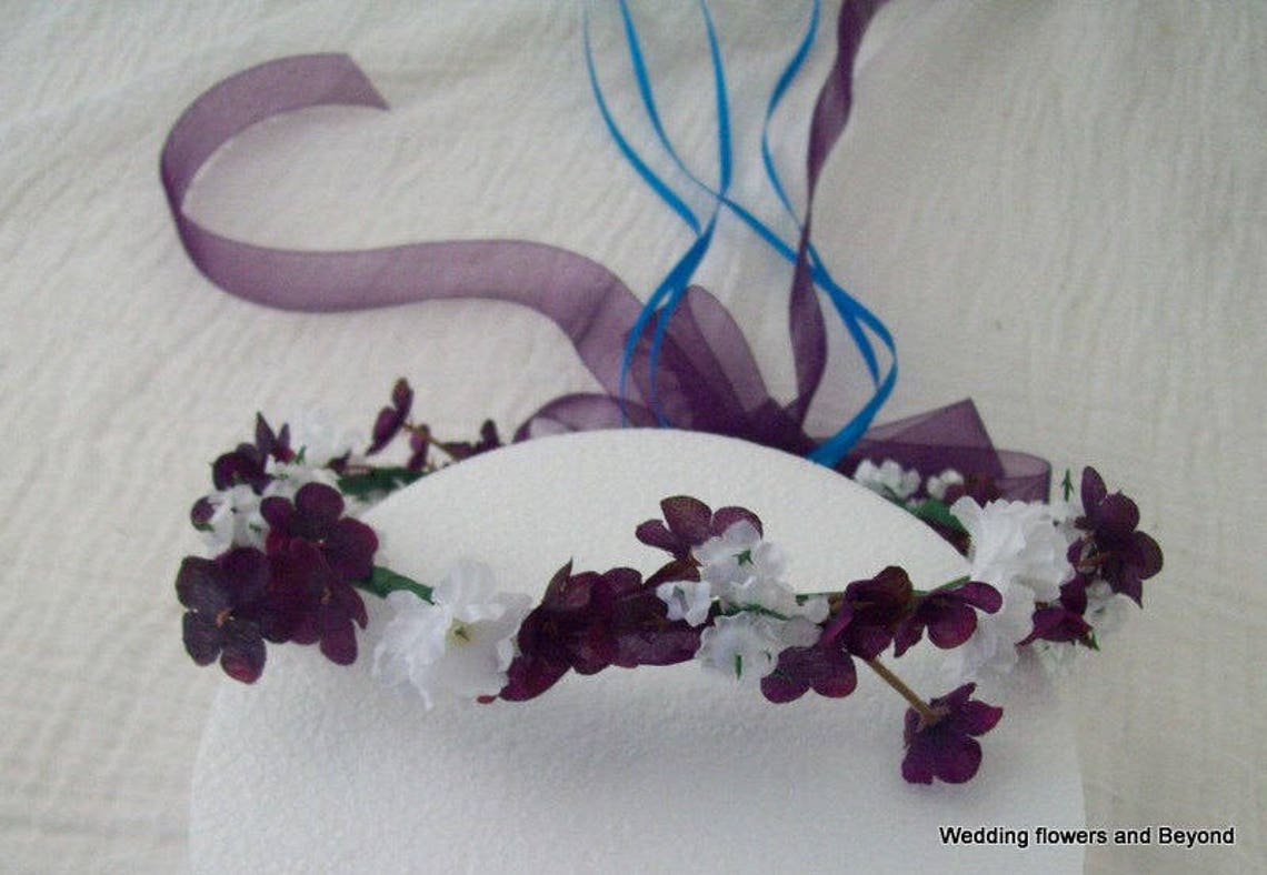 Flower Girl Head Pieces Made to Order 2 Purple and White Etsy