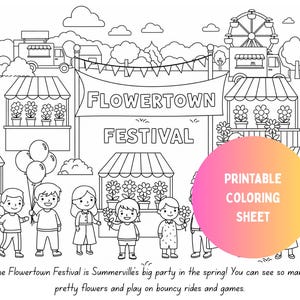 Flowertown Festival Coloring Sheet | Summerville South Carolina Printable Download