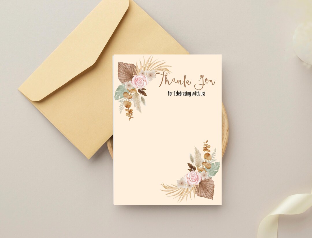 Floral Thank You Card - Printable Canva Template - Etsy