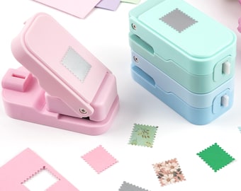 Macaron Color Stamp Punch, Rectangular Postage Stamps Punches; Punch-Out Size 2.5x2.1cm/1x0.8inch