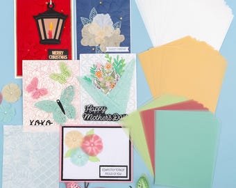 Colored Frosted Vellum Paper Sheets: Pearled & Three-Colored, 4.25x5.5"