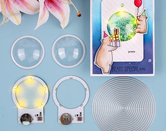 Self-Adhesive LED Halo Lights for Christmas Cards: Warm White DIY Craft Windows Lights