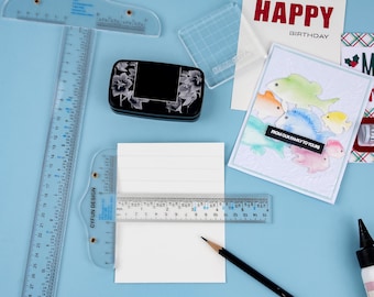 Clear Acrylic T-Square Ruler: Crafting Tool with Inches & Metric