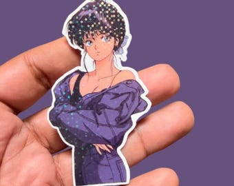 Sultry & Stylish Classic Sparkling Anime Girl Die-Cut Sticker