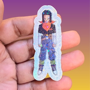 Holographic Android 17 Decal: Dragon Ball Z Anime Sticker