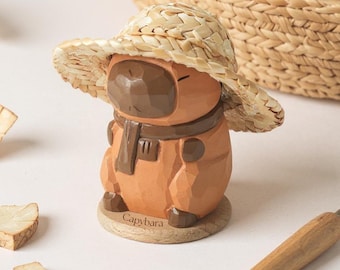 Hand Carved Wooden Capybara Figurine | Cute Capybara Desk Decor | Handmade Animal Sculpture | Unique Gift for Friends | Valentines Day Gift