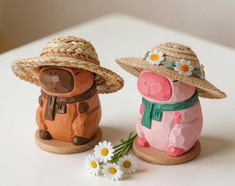 Hand Carved Wooden Cozy Capybara Figurine with Engraved Base | Handmade Gift | Gift for Capybara Lovers | Unique Gift | Unique Desk Decor
