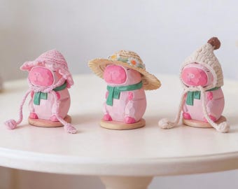 Hand-Carved Pink Capybara Figurine | Custom Engraved Base