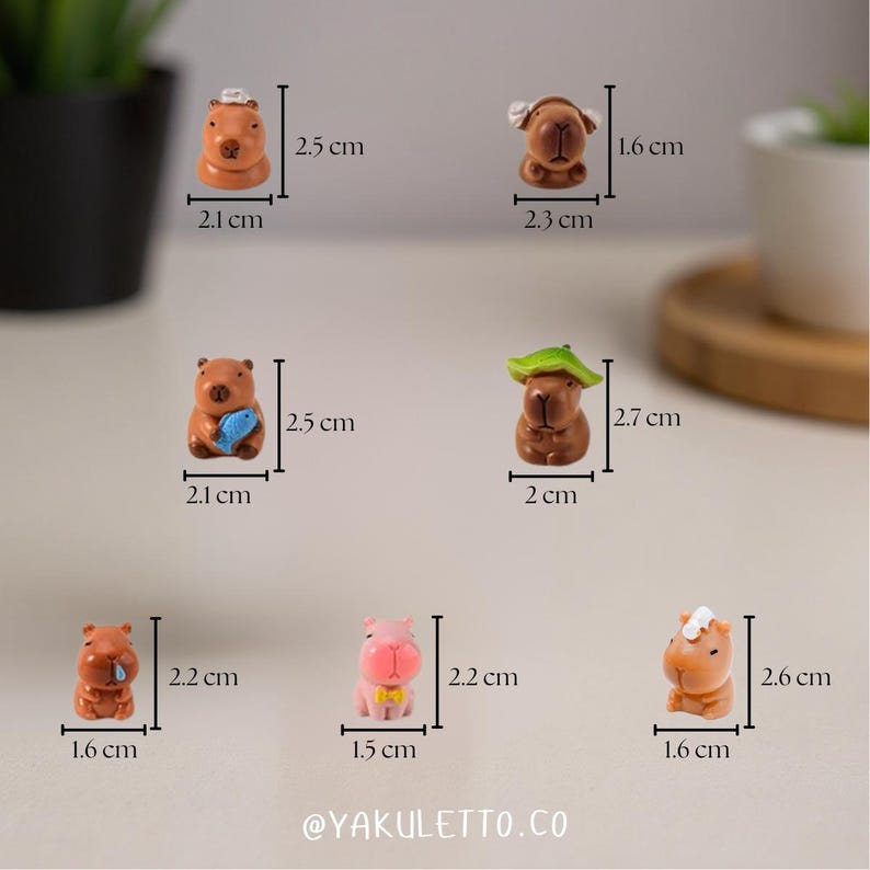 Mini Capybara Figurine With Display Shelf | Handmade Resin Kawaii Decor ...