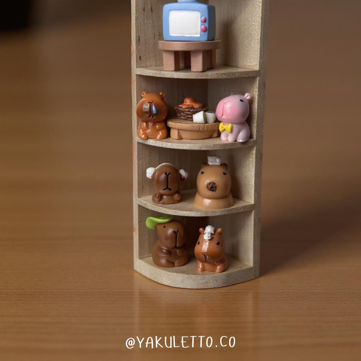 Mini Capybara Figurine With Display Shelf | Handmade Resin Kawaii Decor ...