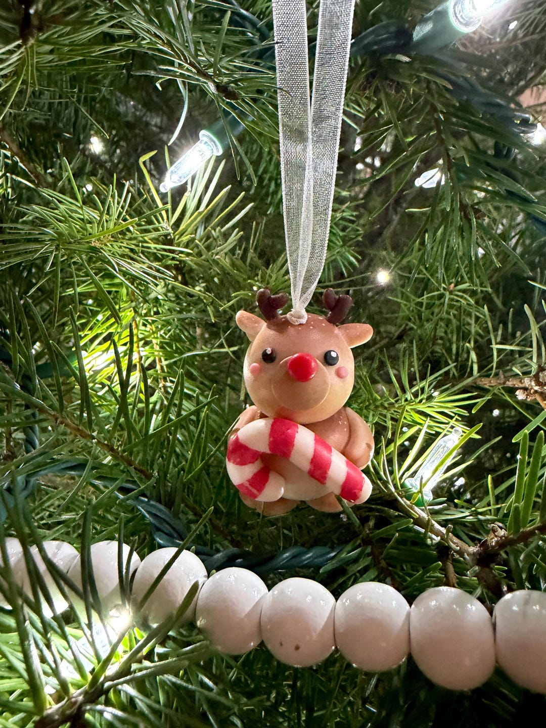 Rudolph Ornament Made From Clay/ Reindeer Ornament/ Christmas Tree ...