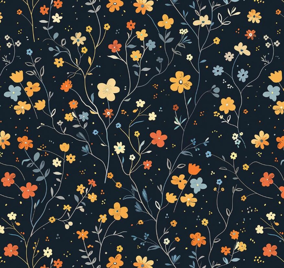 Gothic Spring Floral Pattern Cotton Fabric - Premium Craft Quilting ...