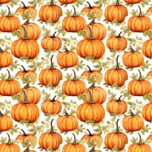 Tela de algodón con estampado de calabaza de Halloween - Tela acolchada con estampado de calabaza naranja otoñal para ropa, manualidades (se vende por media yarda, corte de 1/2 yarda)