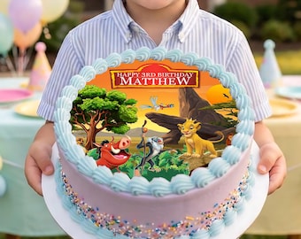 Personalized Lion King Cake Topper, Custom Name and Age Safari Birthday Digital Download