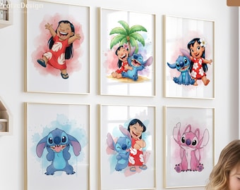 Póster de Lilo y Stitch para decoración de habitación infantil (descarga digital)