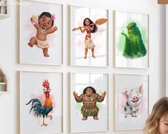 Moana Wall Art Prints: Disney Kids Room Decor (Digital Download)