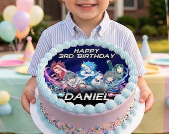Personalized Beyblade X Cake Topper, Custom Anime Birthday Party Decorations Digital Download