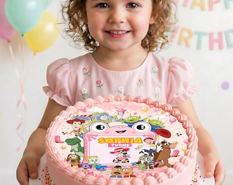 Printable Toy Story 5 Girl Birthday Cake Topper, Personalized Round Cake Image, Digital Download