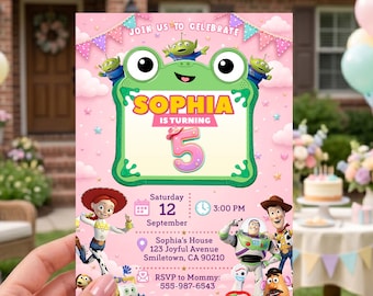 Personalized Toy Story 5 Girl Birthday Invitation, Pink Cowgirl Printable Card, Digital Download