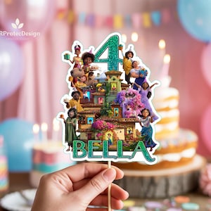 カスタムエンカントケーキトッパー：パーソナライズされた誕生日デコレーション、エンカントパーティーギフト、デジタルダウンロード